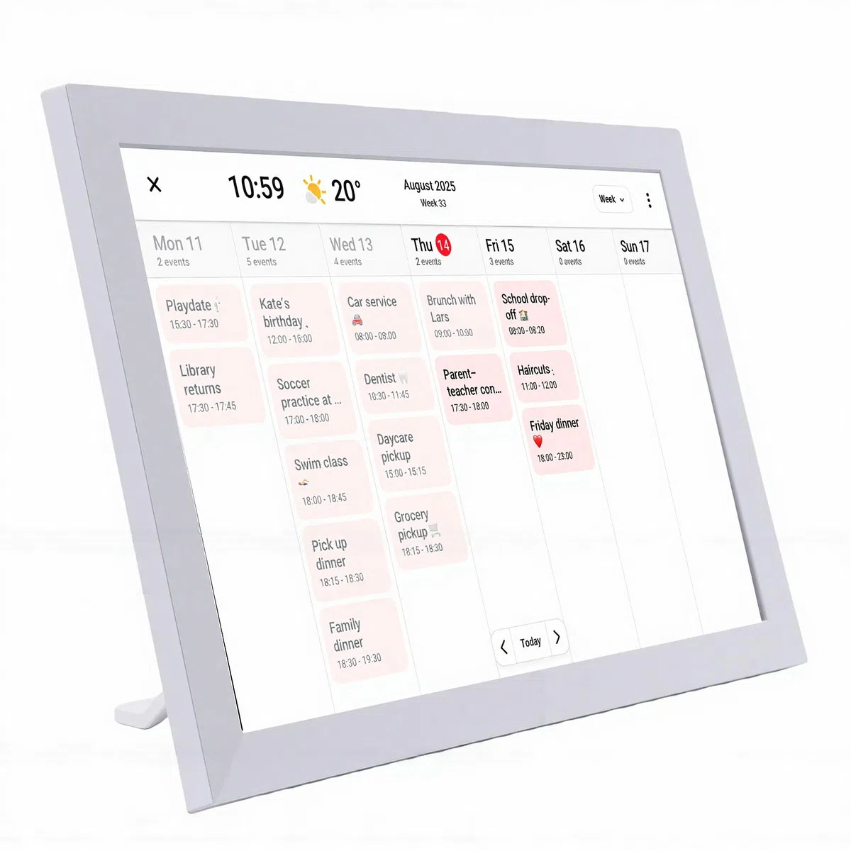 Pantalla táctil de Calendario Digital de 10,1 Pulgadas, planificador Familiar Inteligente WiFi con Tabla de tareas para Oficina en casa
